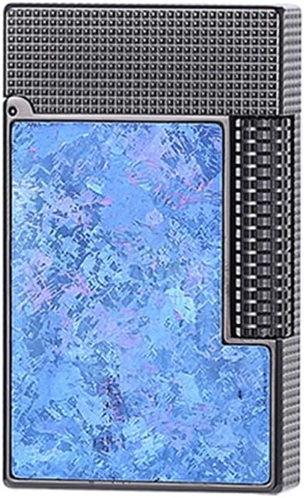 Retro Titanium Alloy Patch Inlaid with Ice Crystal Texture Butane Torch Gas Lighter, Crisp Piano Sound Flip Lighter, Cool Business Men's High-End Gift(E)