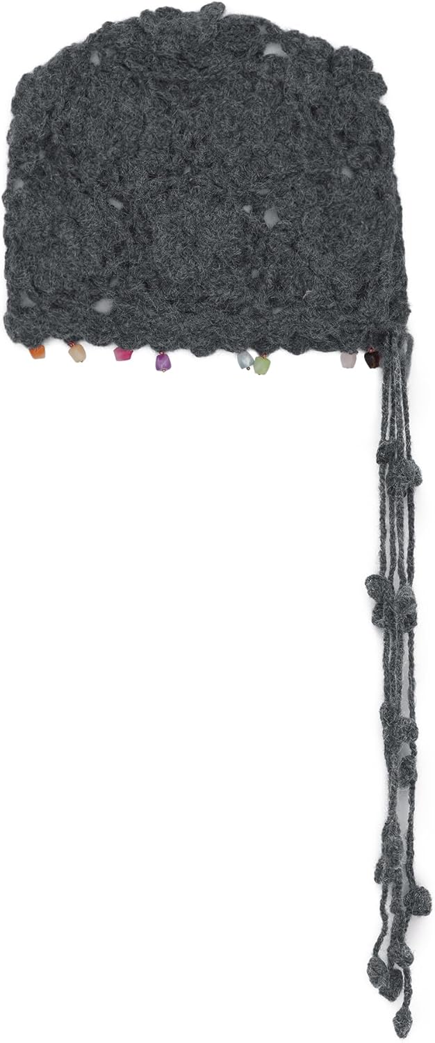ZLYC Women Crochet Slouchy Beanie Hat with Tassel Textured Chunky Knit Skull Cap