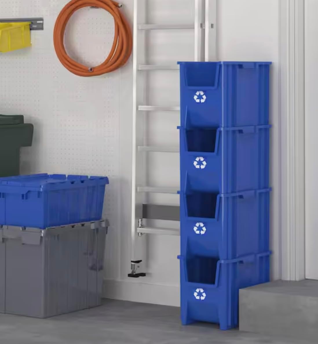 Blue Stackable Open-Front Recycling Bin Box Containers (4-Pack) FF49668