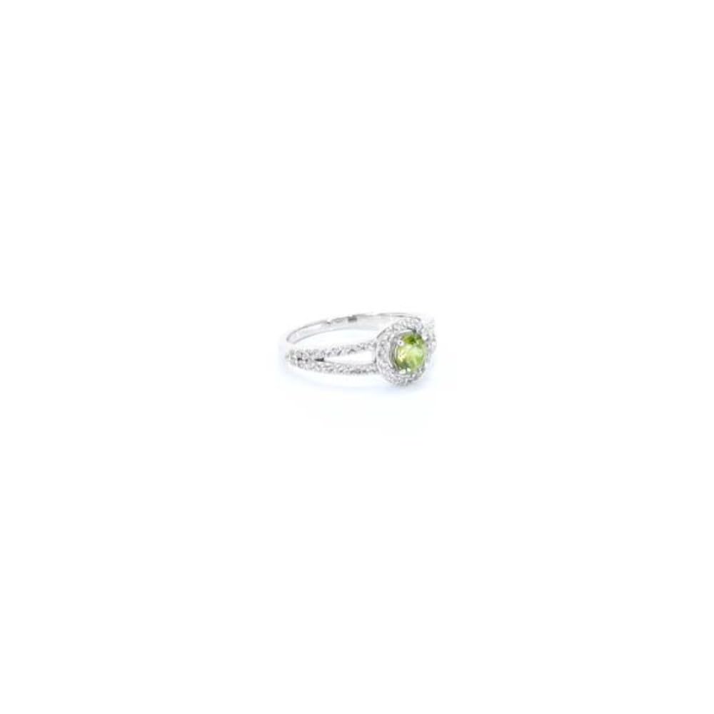 Cavill Sphen Ring Silber 0,469 Karat Runder Brillantschliff Madagaskar mit 56 Zirkon Pave-Ring 925 Sterling Silber Platinbeschichtet Modern Grün 22x21 mm