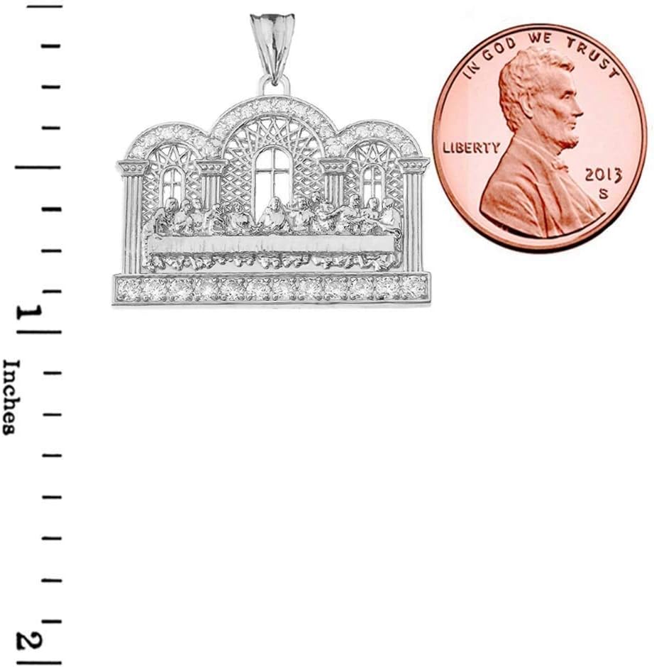 Claddagh Gold Religious Jewelry Exquisite Sterling Silver CZ The Last Supper Pendant - Image 2