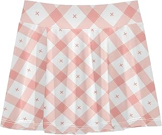 Falda pantalón de tenis para niñas con pantalones cortos integrados, falda de golf para niñas, color blanco y rosa