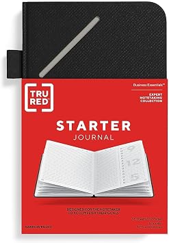 TRU RED Medium Starter Journal, Black Ruled Writing Notebook for Work or School