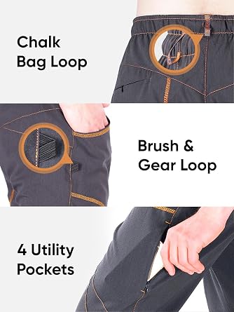 Rock Climbing Pants for Men & Women, Lightweight Stretch, Durable & Breathable, Precision Fit for Climbing, Hiking, Training