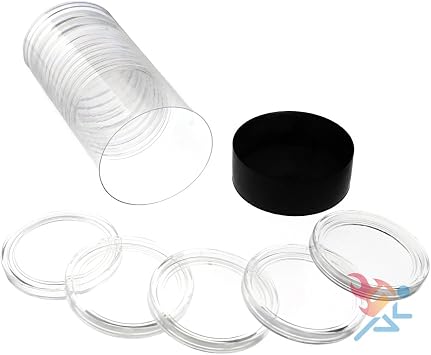 Capsule Tube & 15 Air-Tite X1.75 Direct Fit Coin Capsules for Military Challenge Coins Black Lid