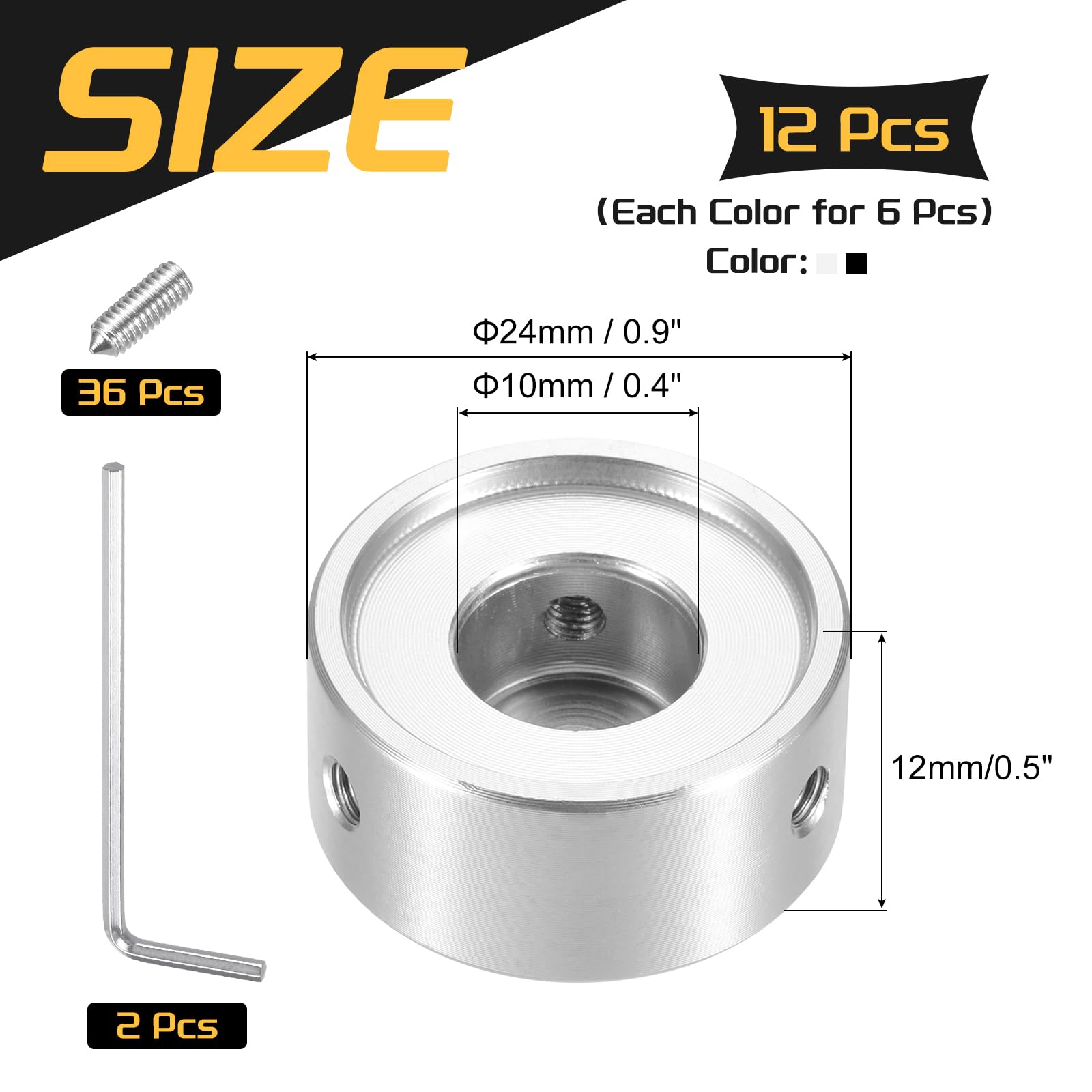 QUARKZMAN 12 Pz Copriinterruttori a Pedale baccello per Pulsanti Pedali Chitarra Copertura Superiore Interruttore a Pedale Metallo 3/8" per Pulsanti Pedali Effetti Chitarra, Argento, Nero