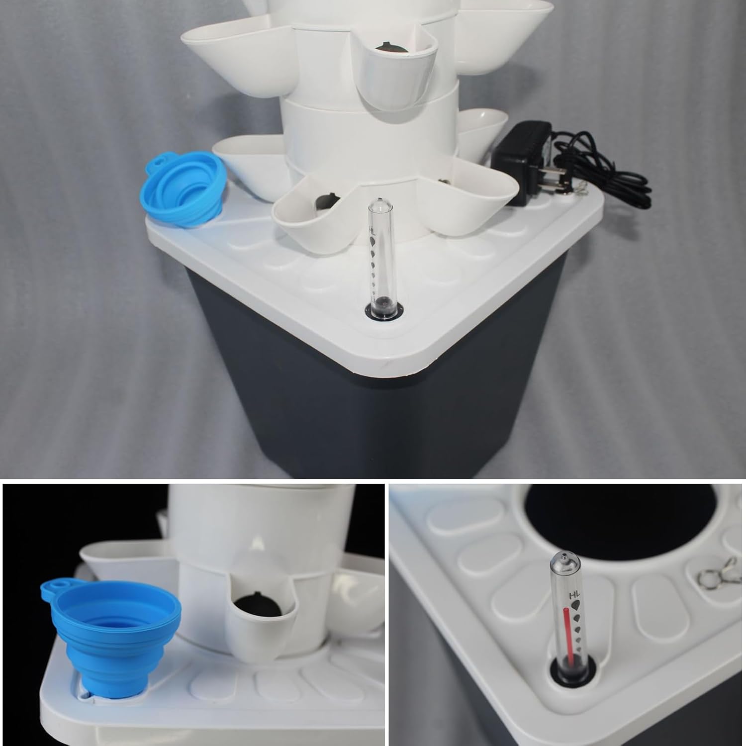 Garden Tower Hydroponics Growing System 30-Plant Sites Vertical Garden Planter Outdoor Indoor Plant Growing kit with Pump, Adapter, Net Pots for Fruits, Vegetables and Herbs (Grey)