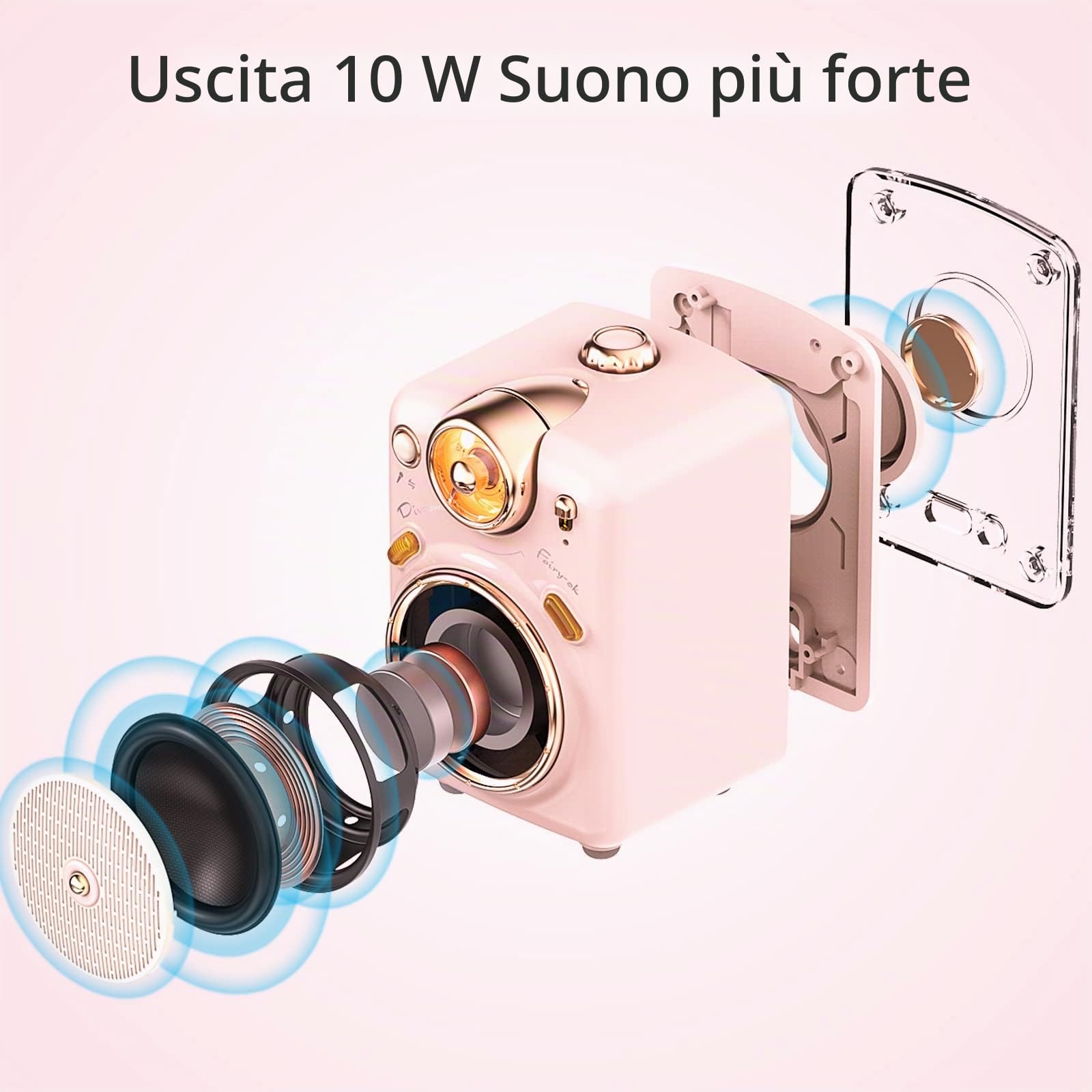 Divoom Fairy-OK Microfono Karaoke Portatile per Adulti/Bambini, Altoparlante Bluetooth con Microfono Palmare KTV, Dispositivo Karaoke per Feste a Casa Microfoni Dinamici per iOS/Android (Pink)