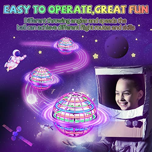 HahaBall Flying Orb Ball Toys,Galactic Fidget Spinner Ball,Hover Ball Cosmic Globe Boomerang Ball,Flying Ball with RGB Lights Boomerang Spinner 360 Spinning Safe for Boys Girls Adults, (Blue)