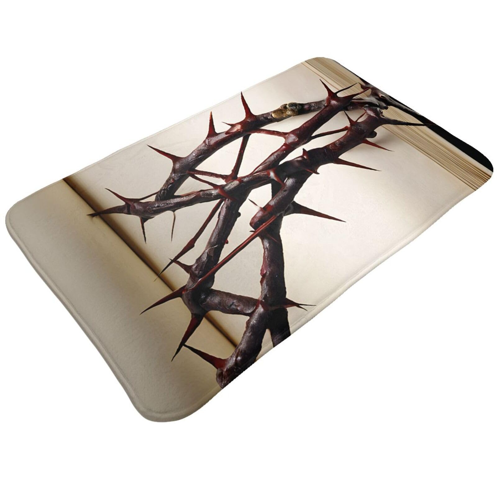 Crown of Thorns Print Living Room Bathroom Kitchen Anti Slip and Absorbent Carpet, Indoor Entrance Door Muddy Floor Mat, Ultra Soft Washable Carpet 21x31.5 Inches