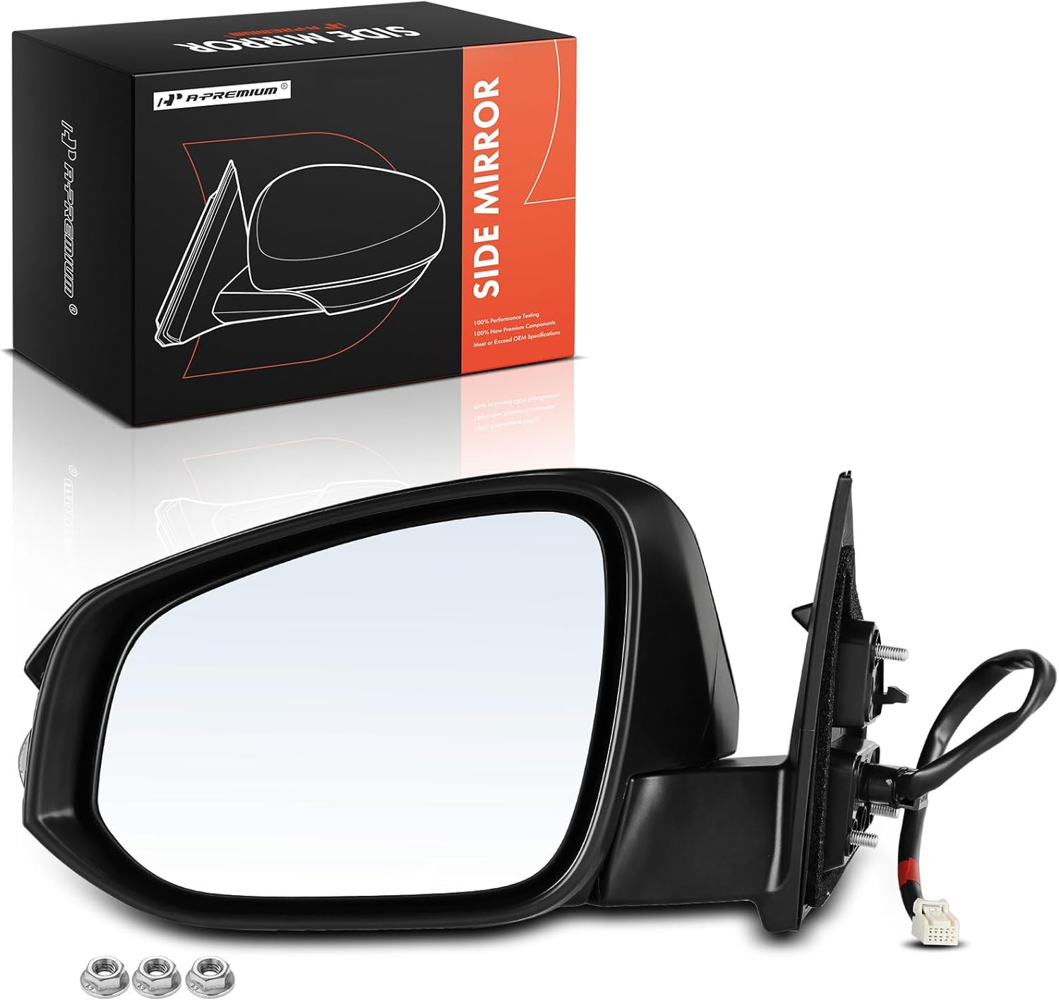 A-Premium Driver Side Power Door Mirror Compatible with Toyota Highlander 2014 2015 2016 2017 2018 - Heated Manual Folding Black Outside Rear View Mirror with Turn Signal Indicator