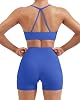Conjunto Deportivo de 2 Piezas SUUKSESS para Mujer: Sujetadores Halter con Relleno y Shorts Ciclista de Cintura Alta con Bolsillos 3