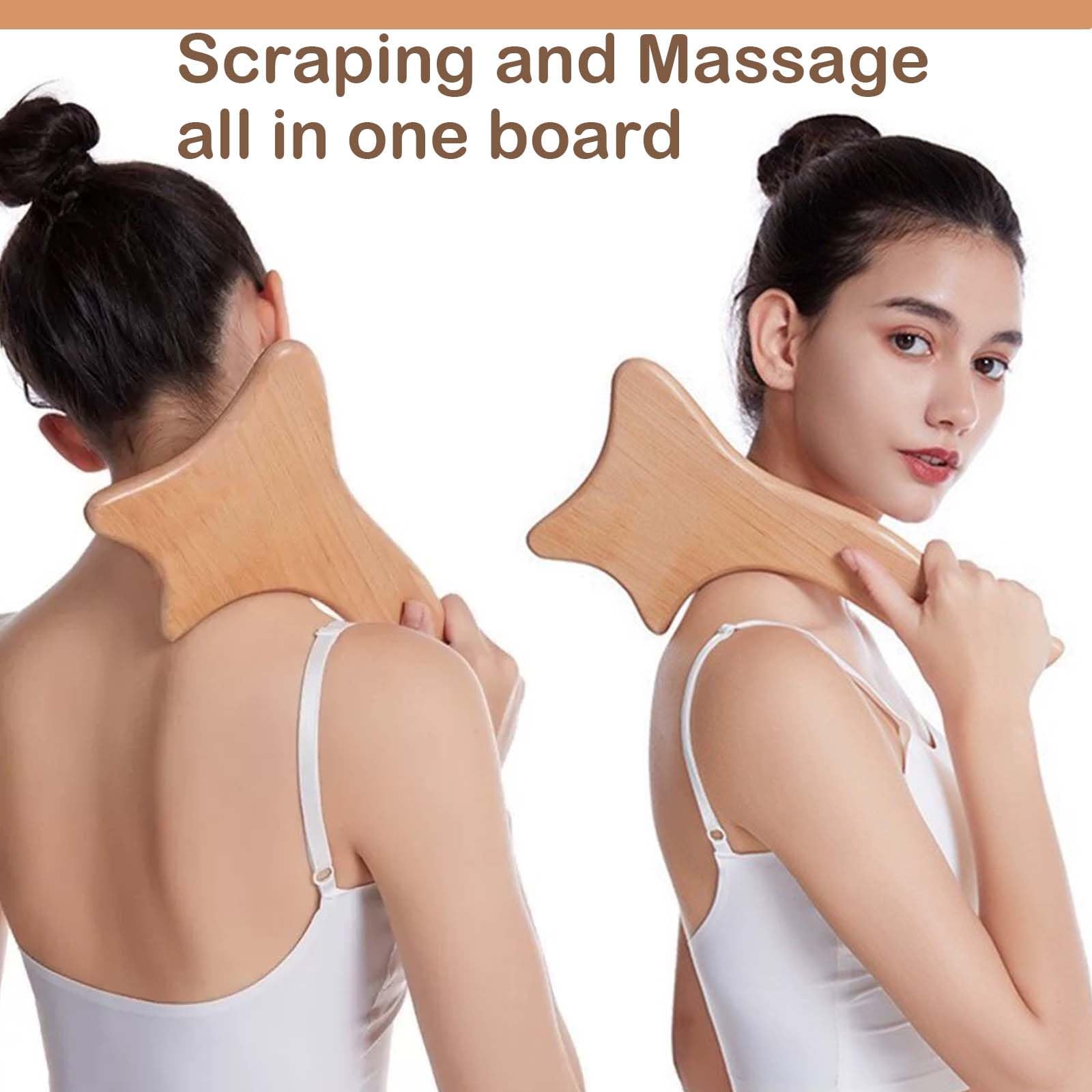 Gua Sha Set di 4 rulli massaggianti in legno, Gua Sha massaggiatore per collo, gambe, occhi, schiena e corpo, sollievo dal dolore e rilassamento, maderoterapia