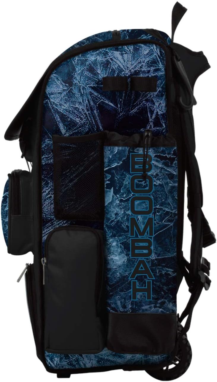 Boombah Superpack Hybrid Rolling Bat Bag - Frozen Black/White - Wheeled & Backpack Version