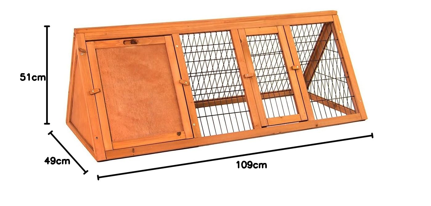 Home Discount - Conigliera in Legno, di Forma Triangolare, gabbietta per Animali Domestici, Come Conigli e porcellini d'India, recinto da Esterno, Dimensione L