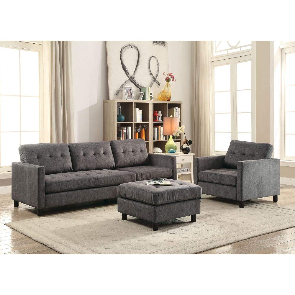 Amazon.com: HABITRIO Sectional Sofa & Reversible Ottoman, Gray Upholstered  Loose Back & Seat Cushion Living Room Sofa Sets, 3-Seat Sofa, Single Sofa  and Ottoman(Chaise), Furniture for Home, Office : Everything Else