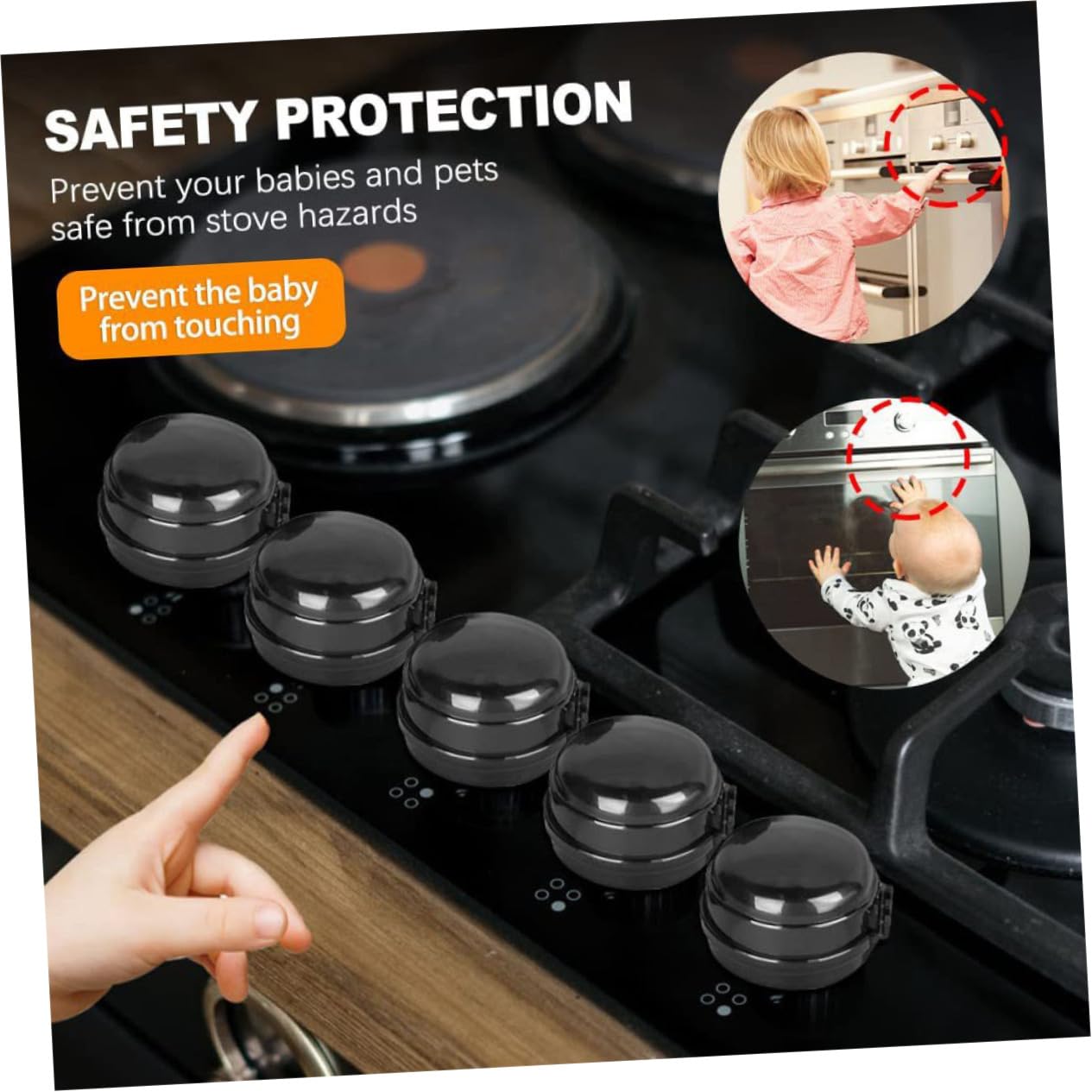 VICASKY 5pcs Gas Stove Knob Guards Boy Girl Safety Covers for Oven Knob Protection Non-Slip Design Easy to Install Rv Stove Top
