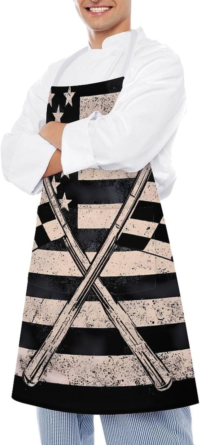 U.S.A. Racing Flag Classic Chef Aprons for Cooking Waterproof Kitchen Apron with Pockets