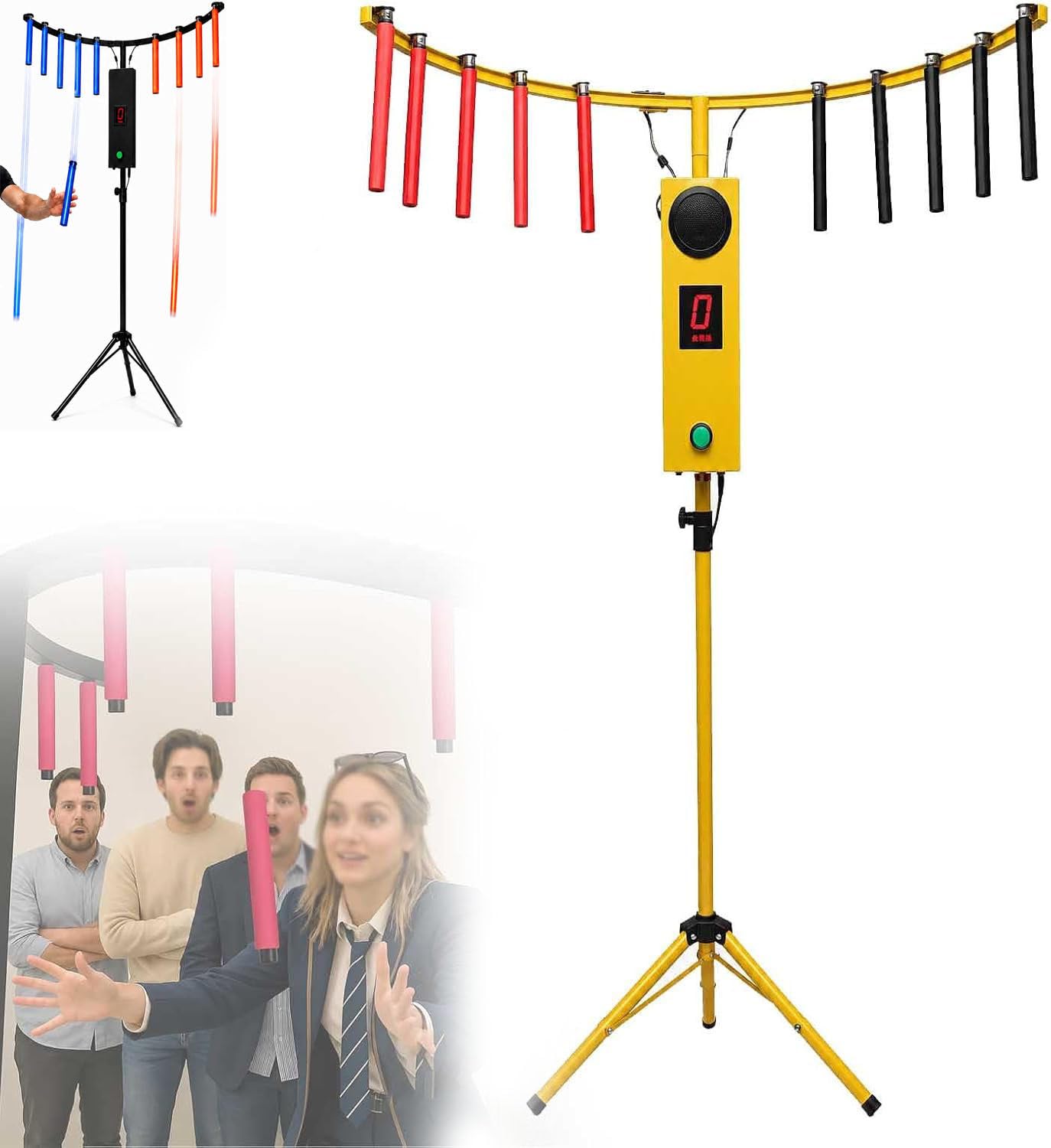Gra Zręcznościowa Stick Challenge,Automat Z Regulacją Prędkości Do Treningu Koordynacji Wzrokowo Ruchowej,Efektami świetlnymi LED Dźwiękowymi,Idealna Na Imprezy,Zabawy Z Rodziną Yellow
