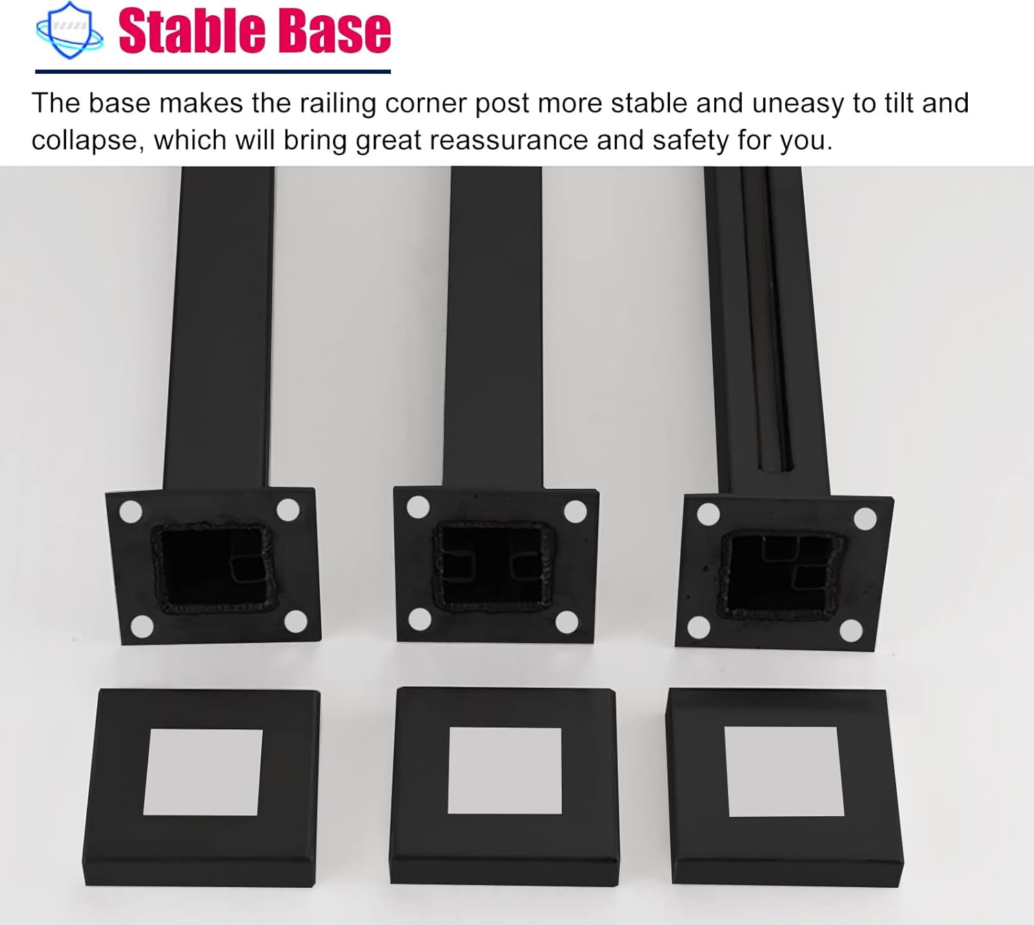 ガラス手すりポスト 頑丈なガラスの手すりの手すりのポスト, ガラス/プラスチック/木材/アクリルパネル用の黒い正方形の廊下の手すりキ