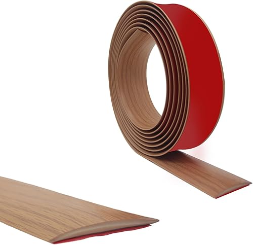 Miniatura 2 de Tira de transición de suelo autoadhesiva para pisos de vinilo plano con respaldo fuerte, 1.6 in, 10 pies, grano de madera marrón