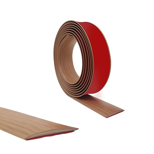 Miniatura 2 de Tira de transición de suelo autoadhesiva para pisos de vinilo plano con respaldo fuerte, 1.6 in, 10 pies, grano de madera marrón