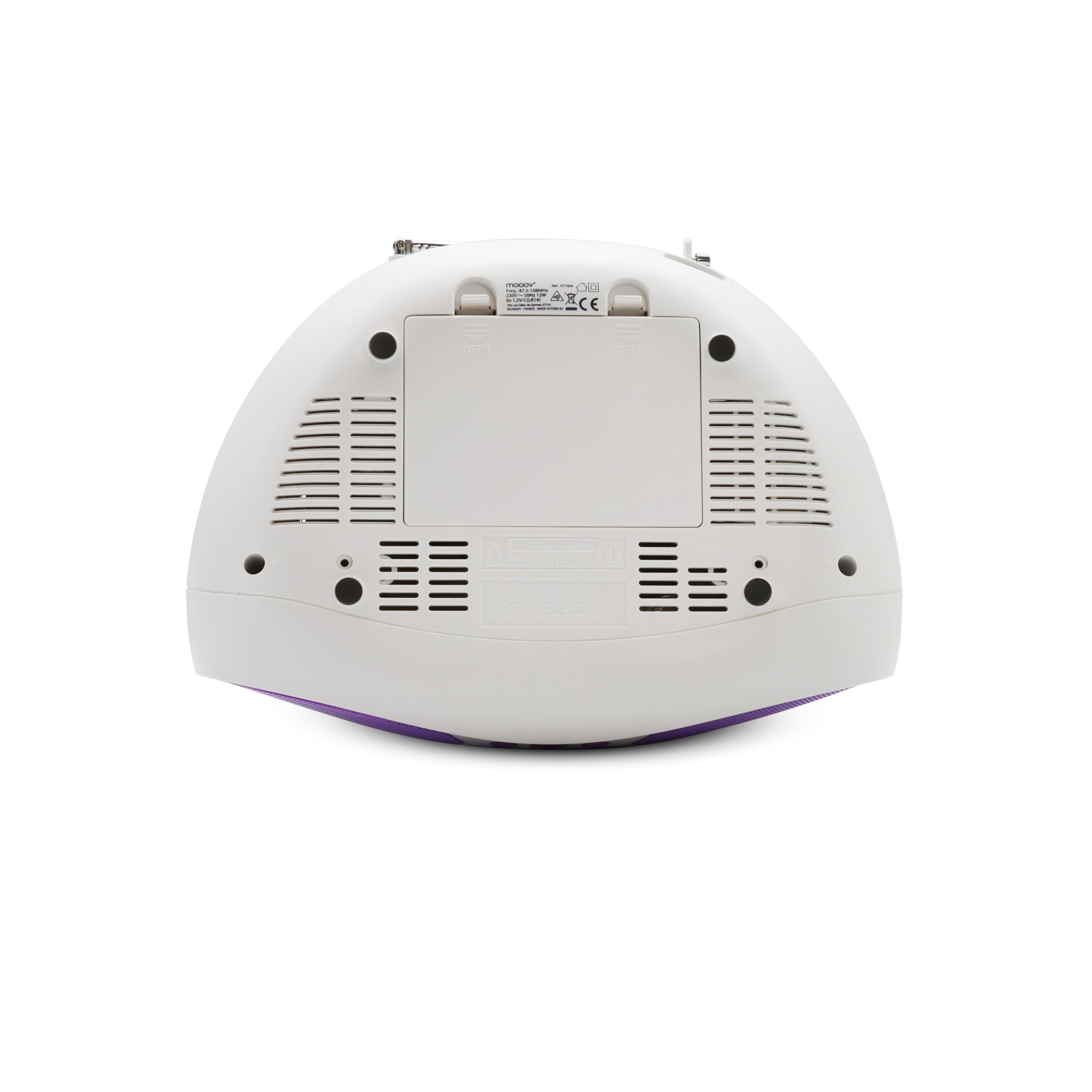 MOOOV 477404 Tragbarer CD-Player mit Radio, USB, Lautsprecher - Mini Kofferradio für Kinder & Senioren, Retro Design, MP3 - Ideal für Küche & Kinderzimmer - Netzbetrieb oder Batterien - Lila