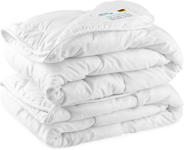 ZenPur Kołdra premium 240 x 220, całoroczna kołdra pikowana 240 x 220 cm  ciepła w zimie i chłód w lecie, 2 kołdry z możliwością łączenia 220 x 240 cm