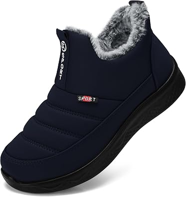 Women Winter Snow Boots Slip on Fur Warm Insulated Ankle Boot | Waterproof Fur Lined Short Comfort Walking Non Slip Womens Booties - Outdoor Cold Weather Work Shoes for Stay Warm All Day