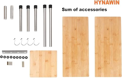 Miniatura 8 de HYNAWIN Estante de bambú para especias para encimera, estantes de escritorio de 3 niveles, organizador de ahorro de espacio, estante ajustable