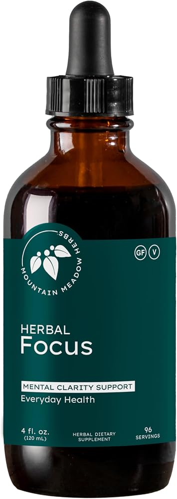 Mountain Meadow Herbs Herbal Focus Liquid Herbal Formula for Mental Clarity & Alertness, Fast-Absorbing Tincture 4oz