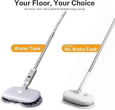 Cordless Electric Spin Mop with 220 RPM High Speed Motor for Hardwood Tile Laminate and Vinyl Floors with 6 Gray Pads