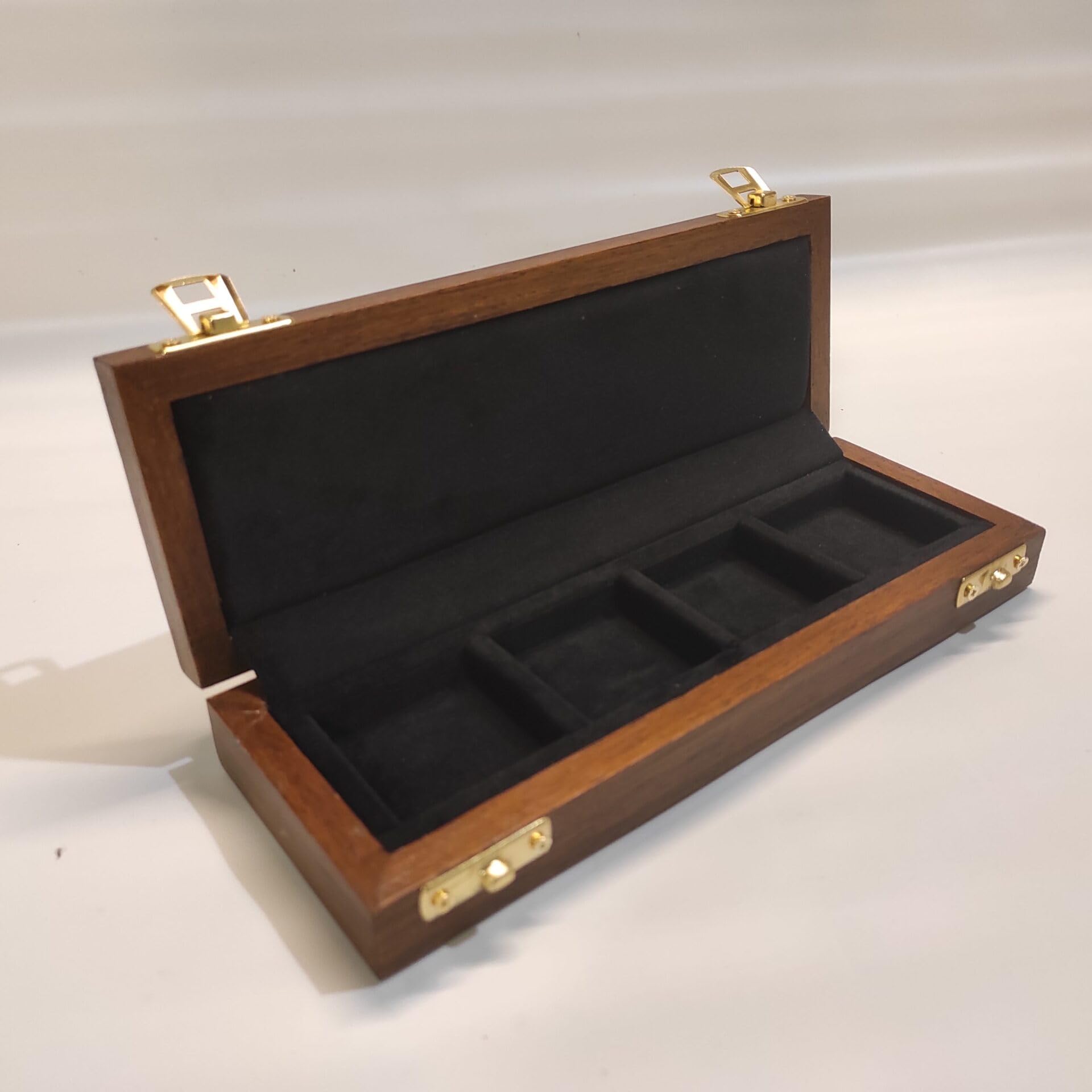 Coffret pour pièces et médailles 4 Compartiments 40x40 mm, Artisanal Fait Main en Bois et Velours, numéroté avec Certificat, Made in Italy
