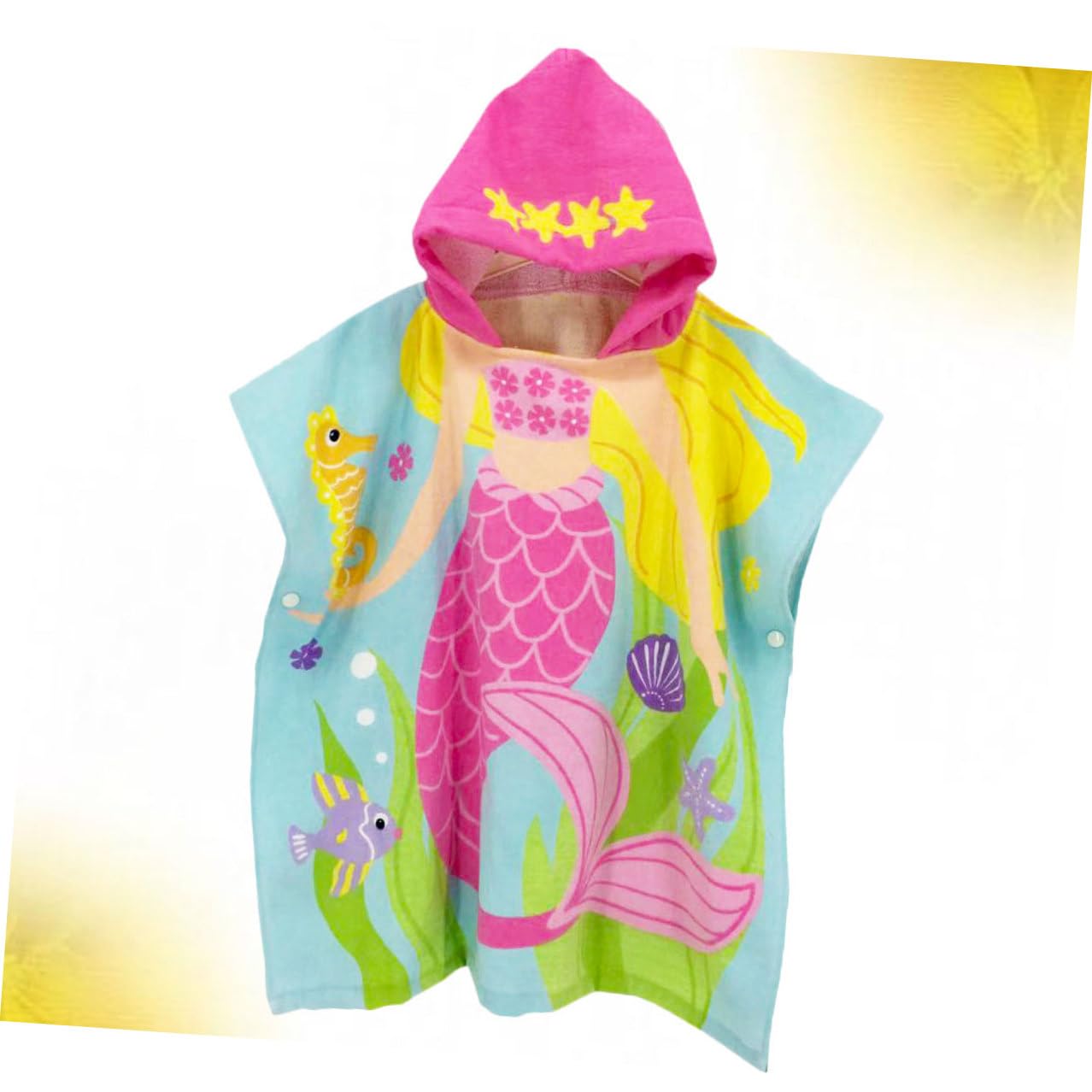 Levemolo Serviette de Plage à Capuche pour Garçon Fille Poncho Bain Léger Coton Peignoir Cartoon Sirène Cape de Bain Portable pour Garçon Fille