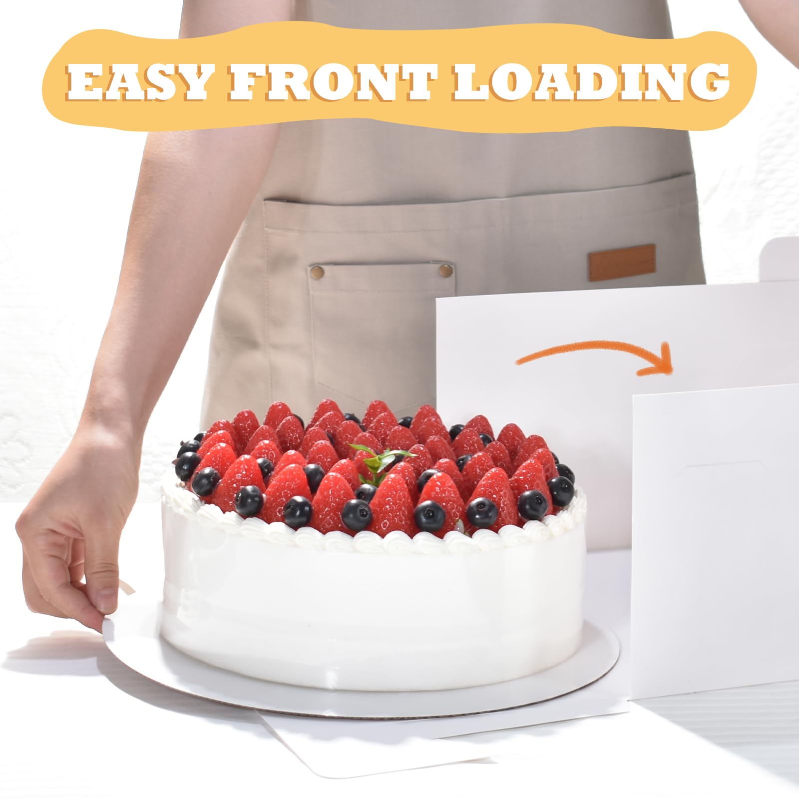 KPOSIYA 20 scatole alte per torte con vassoi per torte, 30,5 x 30,5 x 20,3 cm, scatole bianche da forno con finestra, Cajas Para Pasteles, contenitori quadrati in cartone per torte per feste di