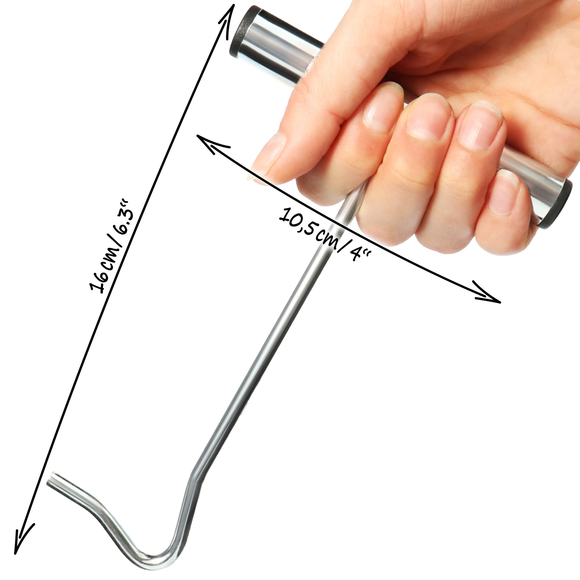 COM-FOUR® extracteur de Cheville en Acier Inoxydable 1x - extracteur de Crochet pour Un Retrait Facile des Chevilles et des Crochets - Accessoires de Tente pour (Acier Inoxydable - 1 pièce)