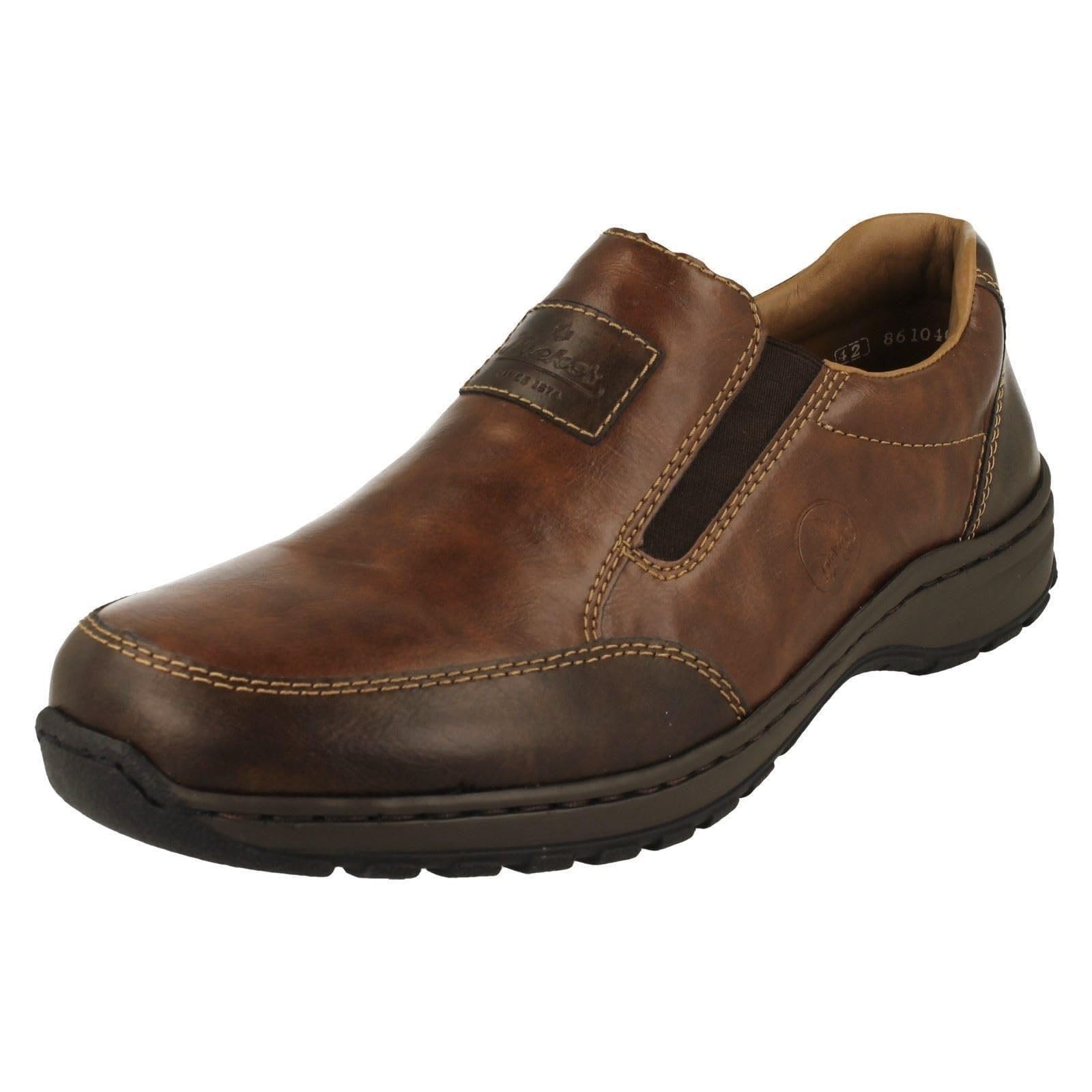 RiekerMens Casual Extra Wide Slip On Shoes 03354-26 - Brown Synthetic - UK Size 7.5 - EU Size 41 - US Size 8.5