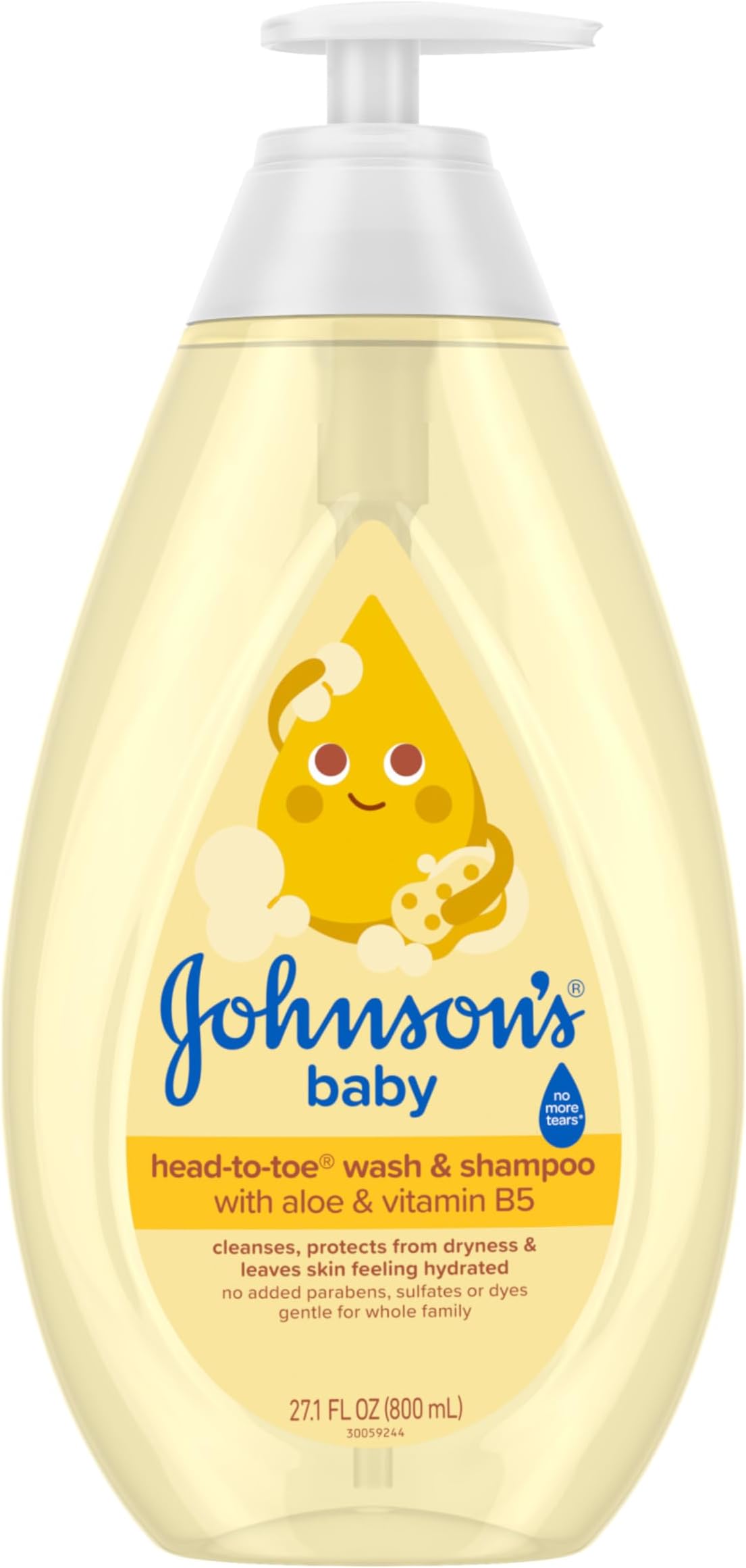 Johnson's Head-to-Toe Gentle Tear-Free Baby & Newborn Wash & Shampoo, Sulfate-, Paraben- Phthalate- & Dye-Free, Hypoallergenic Wash for Sensitive Skin & Hair, 27.1 fl. Oz