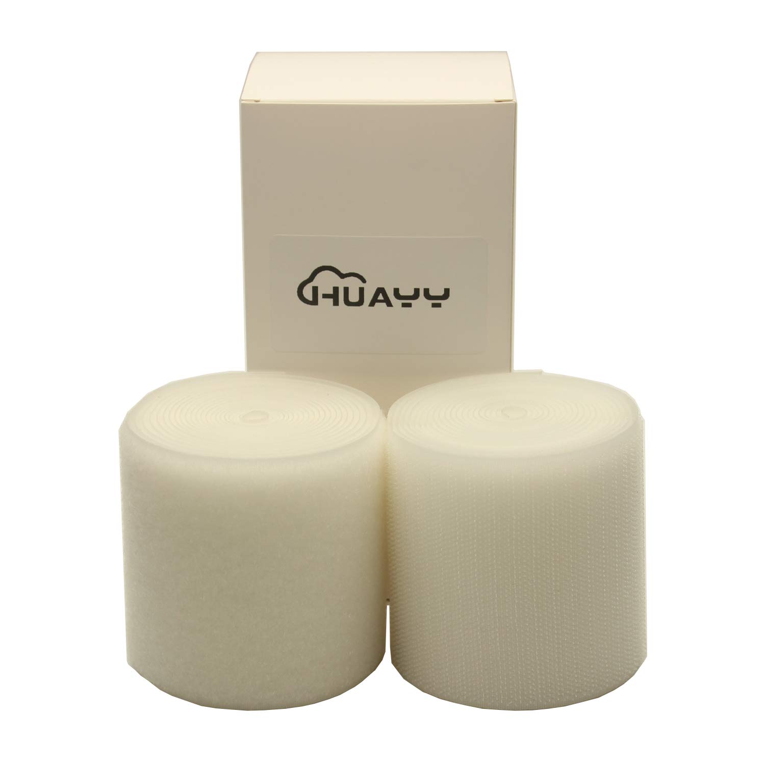 HUAYY 3 Inches Width 3 Yards Length,Sew on Hook and Loop Style,Non-Adhesive Nylon Strips Fabric,White (3 in x 3 yd)