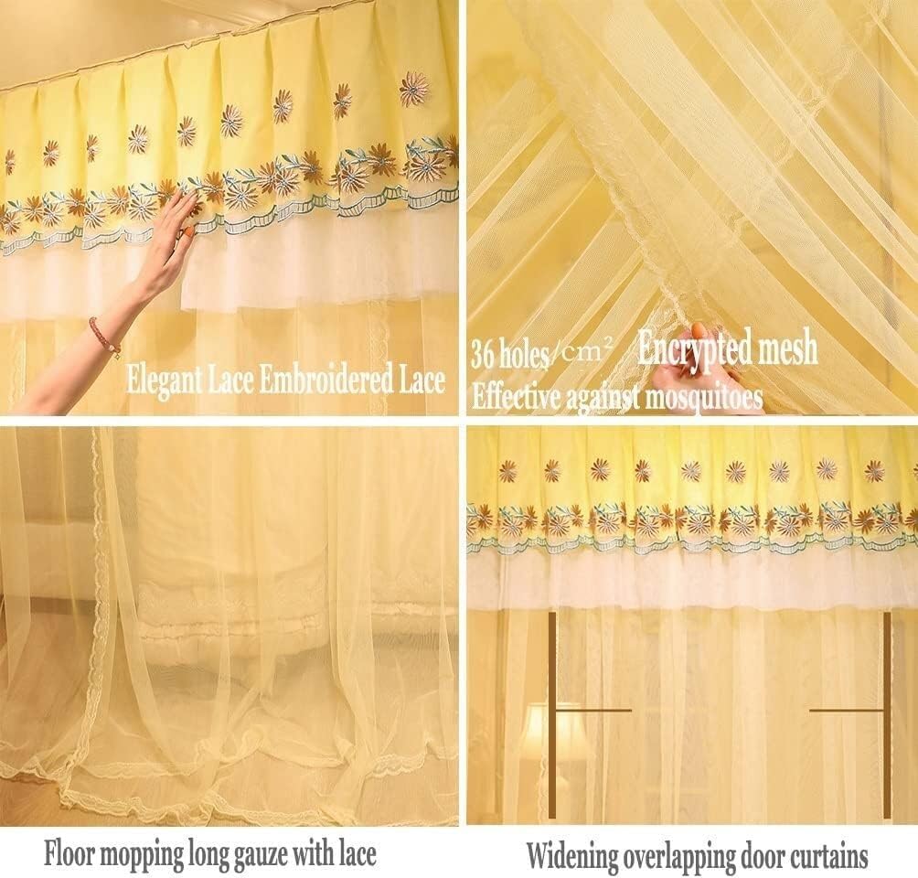 Princess Room Bedspread Mosquito Net, 1.5M/1.8M/2M Deluxe Bedspread with Bracket (Colour: Blue-2, Size: 180x200cm/71x79 Inch) (Color : Pink-3, Size : 180X220cm/71X87inch)