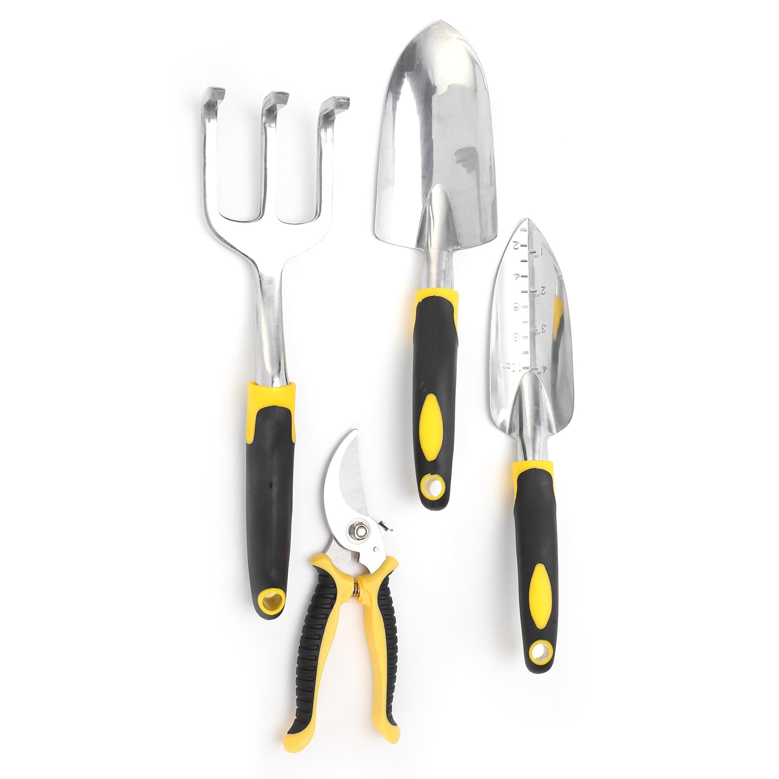 Kit de Herramientas de Jardinería, 5 Piezas de Podadora de Pala de Trasplante con de Madera Ergonómico con Cabezales de Aluminio Pulido de Alta Resistencia, para Plantar,
