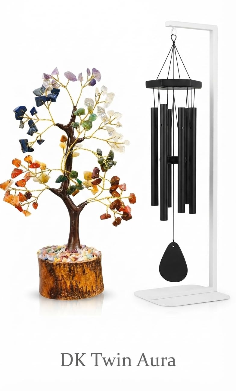 DK Twin Aura Wind Chime & Seven Chakra Tree with100 Beads Combo Gift-image-37