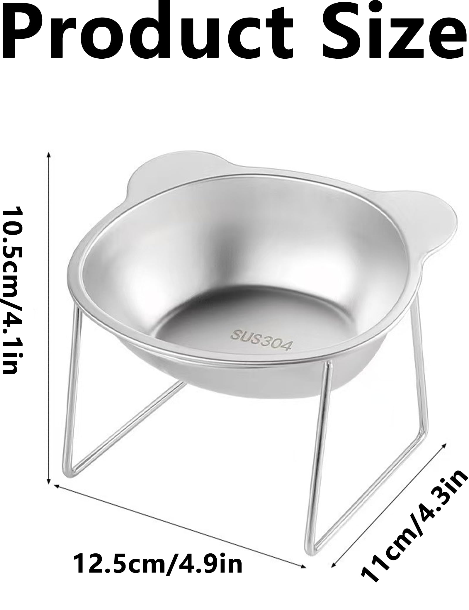Ciotola Rialzata per Gatti, Acciaio Inossidabile con Supporto Metallico, Ciotola Acqua Ergonomica per Cuccioli - Argento