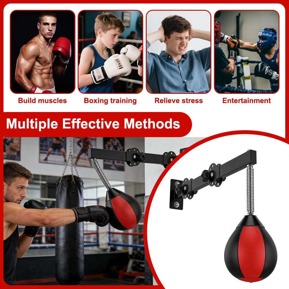 Punch Fit Speed Punching Ball Montage mural Hauteur réglable pliable Sac de frappe pour enfants adolescents adultes Entraînement à la maison
