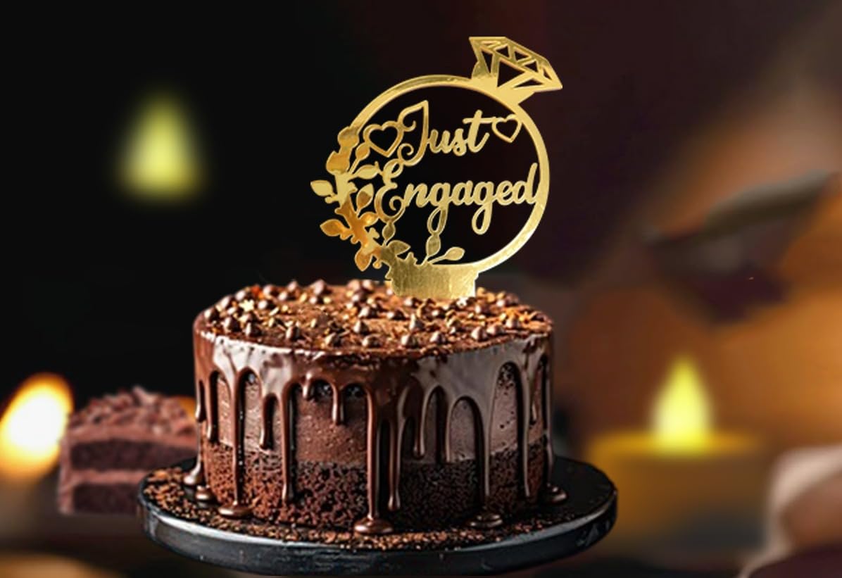 Unique Palette Just Engaged Wedding Engagement Cake Topper |Engagement Ring Cake Topper