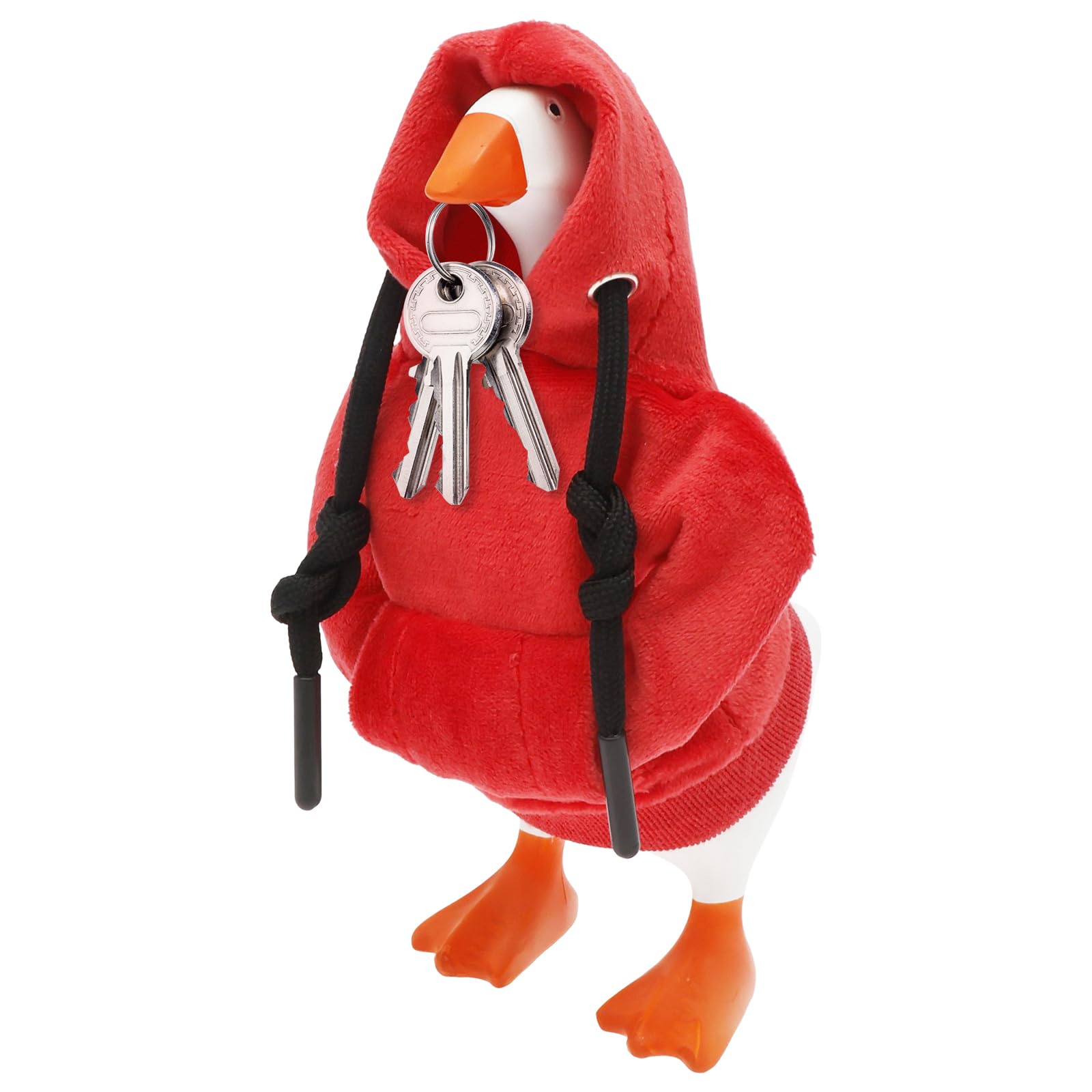 shaojian Desk Goose 7 Inch Mini Office Desktop Goose Magnetic Key Holder with Red Hoodie Set, Cute Resin Geese Statue Figurine for Home Office Desk Decor, Novelty Housewarming Gift