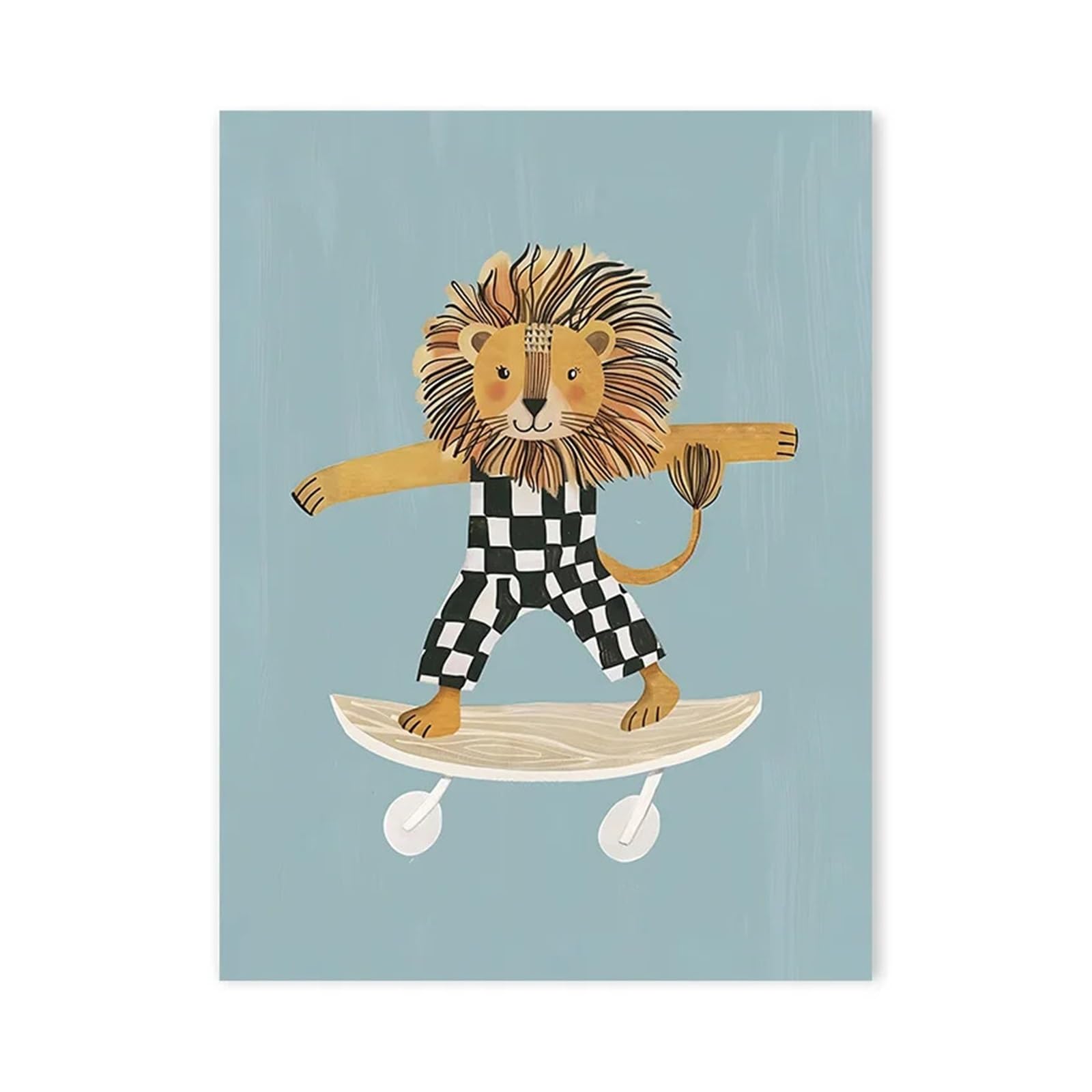 Graiting 1pc Cute Cartoon Giraffe Lion Panda Poster Kindergarten Into The Classroom Field Nursery Room Canvas Wall Art(06,40x50cm No Frame)
