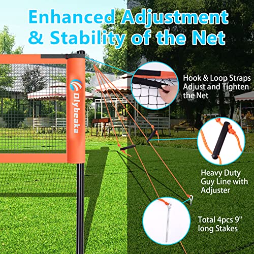 Olybeaka Outdoor Volleyball Badminton Combo Set With Net, Anti-Sagging Design, 4 Badminton Rackets, 3 Birdies And Pu Volleyball For Backyard Lawn Beach #TOP5