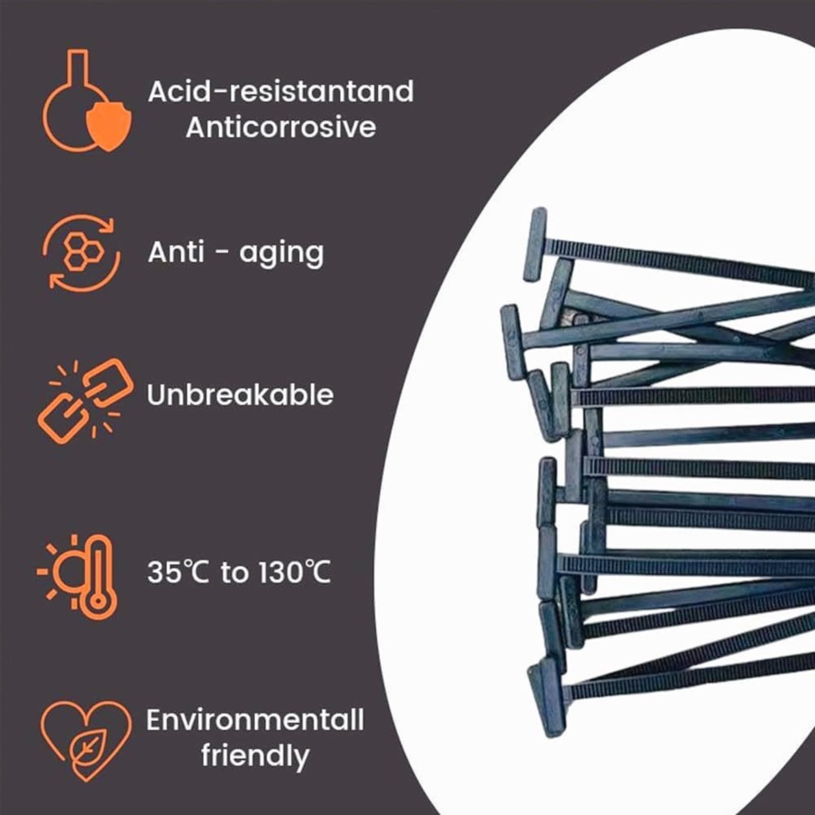 Fibbia universale per fascette stringicavo in nylon, 100/200/500 pezzi,Fascette nere, ,con design a perno e bottone,Fascette fermacavi resistenti ai raggi UV per riparazioni auto, casa e fai da te