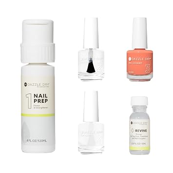 Dazzle Dry Full System Kit - Round Trip - A papaya orange. Semi-sheer cream. 5 Piece Kit